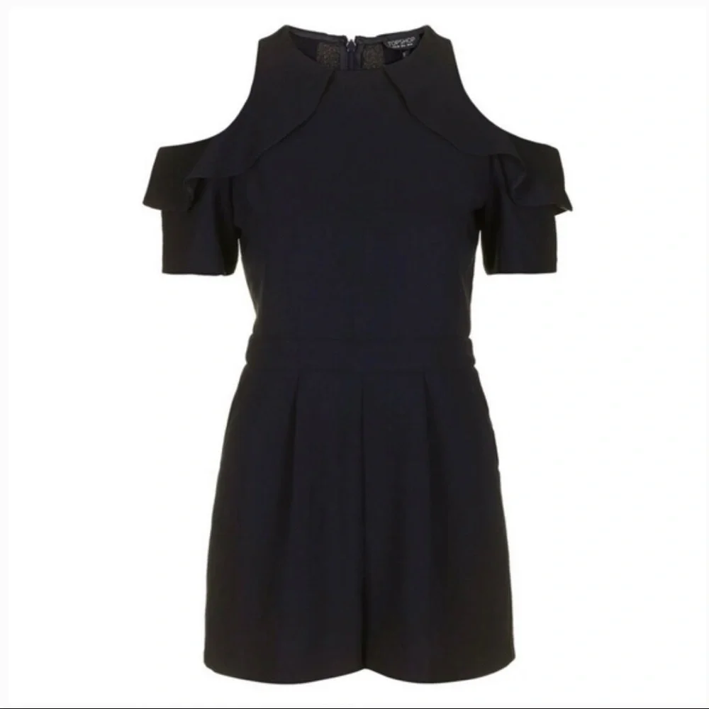 Topshop Cold Shoulder Ruffle Romper - Picture 1 of 3